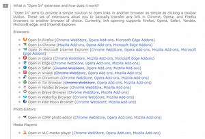 ブラウザ用機能拡張【Open In】現在開いているページを他のブラウザで開く chromeで開けない時に助かります
