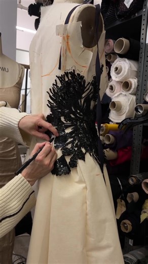 BTS of our beautiful embroidered gown. #bts #JasonWu #designer #makingof