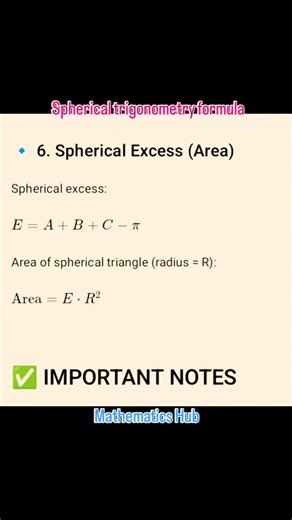 Mathematics Hub on Instagram: "Spherical trigonometry formula #viralreels #viral #maths #solve"