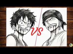 How to draw Luffy vs Zoro Drawing | Pencil Sketch for Beginners | One Piece Characters Drawing