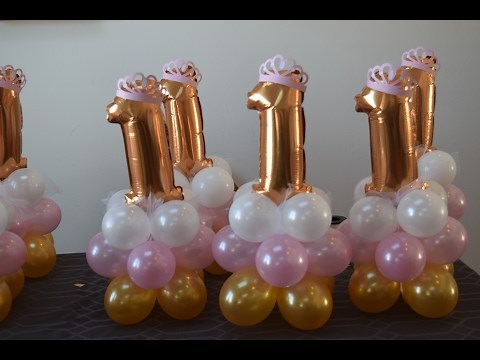 1st birthday princess party balloon decoration centerpiece idea easy and simple 5 mins to make