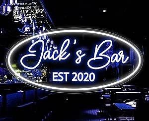 Personalized Neon Bar Sign – Custom Light Up Sign for Home Bar, Lounge, or Man Cave Decor (Round)