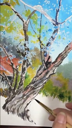 수채화로 고목나무 그림 그리기