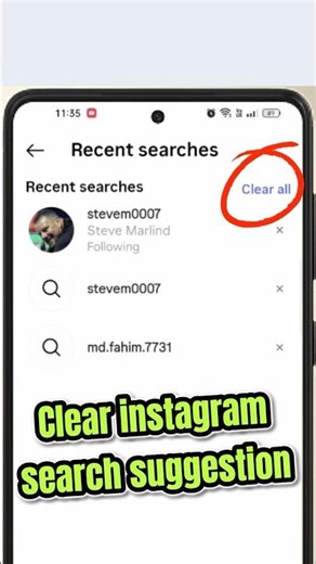 how to clear instagram seaech suggestion