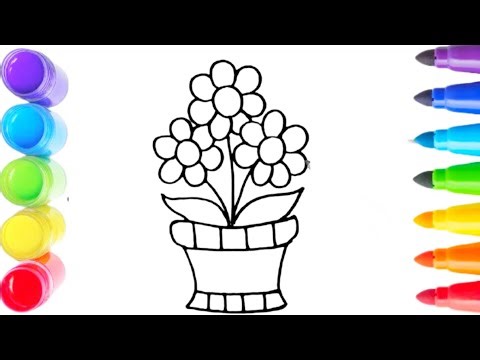 How To Draw cute flower Drawing, Painting &Coloring For Kids and Toddlers_💐🌈🎨