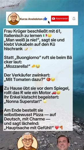 Mozzarella statt Buongiorno! 😂🇮🇹 Frau Krüger lernt Italienisch! #shortsdeutsch #lachen #witze #humor