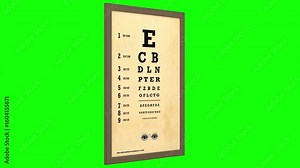 Vintage Eye Chart Animation for Vision Testing and Eye Care Visuals Green Screen