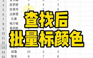 Excel查找后批量标颜色～