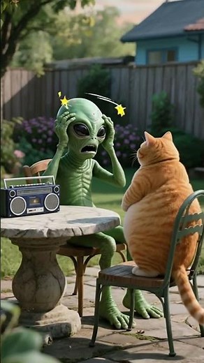 POV: The Fat Orange Cat Meets an Alien! 🐱👽