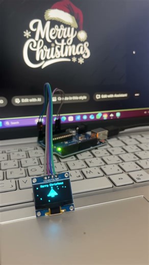 Merry Christmas 🎁🎄 Arduino Christmas Tree with Snow Animation on OLED Display #arduinotraining