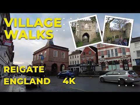 Reigate Walk and Castle Grounds, Village walk, 4K UHD!
