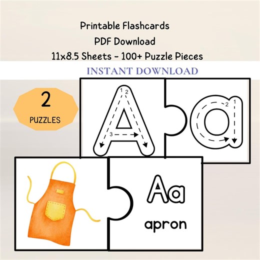 Alphabet Matching Puzzle, ABC Flash Cards, Letter Matching Puzzle, Beginning Sounds for Kids, Kindergarten Prep, Printable A-Z Flashcards - Etsy
