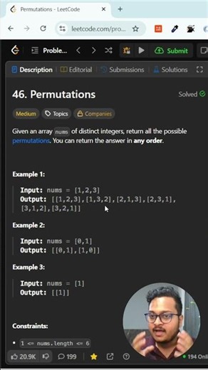 Leetcode 46 - Permutations Backtracking