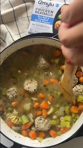 How to make the best chicken meatball & noodle soup! #dinnerideas #food #recipe #soupfordinner #soup