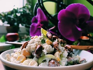 Leek Cauliflower Rice with Coriander Cream (vegan, raw) ~ Take 3