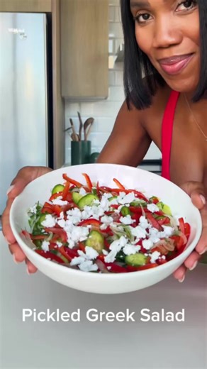 Quick pickled Greek salad for healthy eating