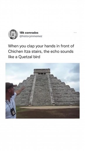 2.2M views · 52K reactions | This is really cool. When you clap in front of this Mayan pyramid in Chichen Itza it makes this wild chirping noise. I wish we knew if that was engineered to create that effect of if it was a fortunate accident. Repost: @historyinmemes Any acoustic experts care to explain? | Joe Rogan | Facebook