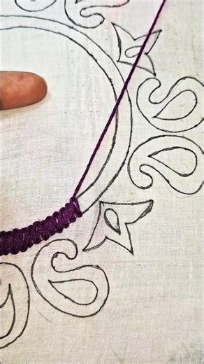 Bried stitch border neck design for kamezz 💜 #khadizascreativehand #beginnersstitch