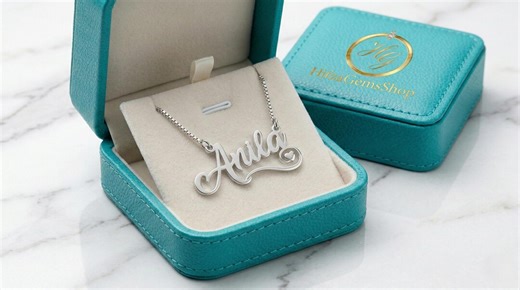 Personalized Name Necklace - Custom Script Nameplate Jewelry With Heart - Dainty Silver - Etsy