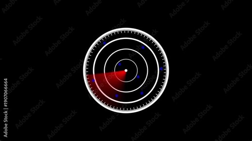 radar screen animation futuristic interface digital H U D scan target detection loop. Animated radar interface blue neon glowing technology scan targeting system seamless motion graphics.