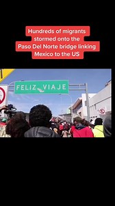 3.7K views · 113 reactions | Footage first shared with Fox News shows the moment hundreds of migrants stormed across the Paso Del Norte bridge from Juárez under a sign saying “Feliz Viaje,” or happy travels. | New York Post | Facebook