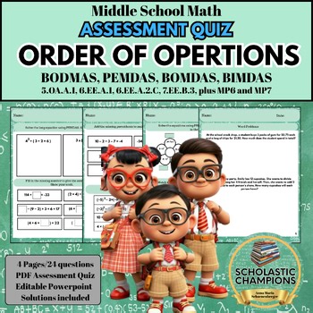 ORDER OF OPERATIONS - PEMDAS*BODMAS*BIMDAS*BOMDAS * Assessment Quiz Test