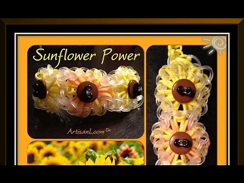 Rainbow Loom Band Sunflower Power Bracelet Tutorial/How To