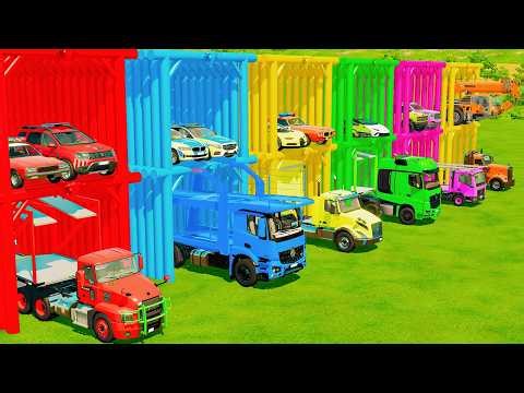 TRANSPORTING POLICE CARS, HOT WHEELS & CARS WITH BIG TRUCKS! Farming Simulator 22