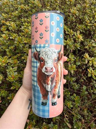 Highland Cow Patchwork Tumbler