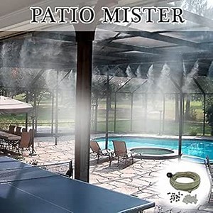 Patio Misting Kit - Pre- Assembled Misting System - Simply unpack and Attach - Cools temperatures by up to 30 Degrees - for Patio, Pool and Play Areas (48 Feet - 12 Nozzles)