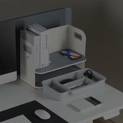 Desk Organizer Wireless Qi Charging Shelf Drawer Bookend Home Office Tray Up to 10kg Desk Organizer