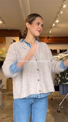 Josie’s on Instagram: "New year, new arrivals ✨ Outfit details: • Blue striped button down – $88 • Oatmeal cardigan – $78 • Suede caramel belt – $48 • Free People Tennessee jeans – $148 • Ivory sneakers – $139 • Brown aviator jacket – $110 All from Josie’s in Bedford Hill’s🤍 #ootd #josiesbedfordhills #shopsmall #westchesterny #bedfordhillsny"