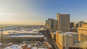 Time lapse of sunset in Denver with view on the Convention center