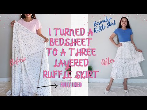 DIY: Making a Three Layer Ruffle Skirt using a Vintage bedsheet! Sewing projects for beginners