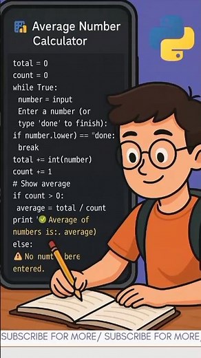 Python Mini Project for Beginners – Average Calculator Using While True#python #shorts#learnpython