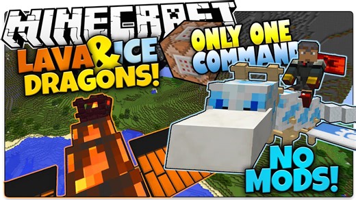 Minecraft | LAVA & ICE DRAGON PETS | No Mods | Only One Command (Minecraft Vanilla Mod)
