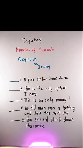 How to use OXYMORON and IRONY Figures of Speech #ano #ang #oxymoron #irony #figure #figures #of #speech #Tayutay #Paano #gumaling #grammar #lesson #englishtips #englishteacher #reels #reelsviral #facebookreels | Learning Buddy