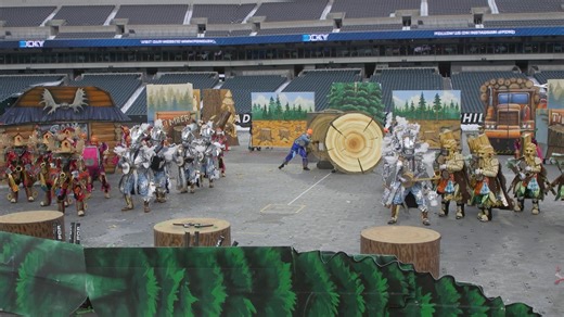 Front view of Polish American String Band's 2026 theme "Log Jammin'" at the String Band Spectacular | Philadelphia String Band Assn.