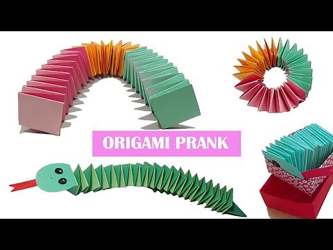 Origami Prank - How to make spring snake that pops up from the box #origami #prank