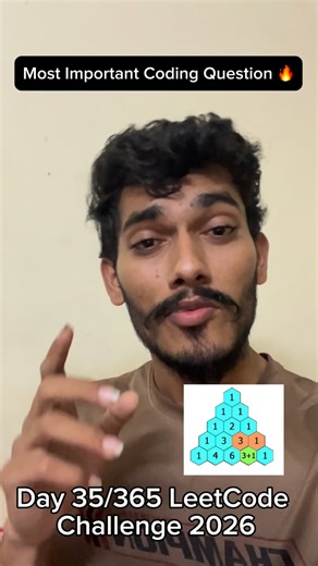 Karan | 365 Days LeetCode on Instagram: "Day 35/365 LeetCode Challenge 🚀🔥 118. Pascal’s Triangle 🔥 . . . . #DSA #leetcode #coding #cpp #audienceengagement"