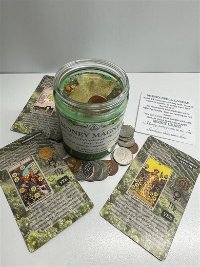 Money Spell Candle- 8oz Hand Poured Soy, Abundance Magnet, Money Spell, Money Drawing, Prosperity - Etsy