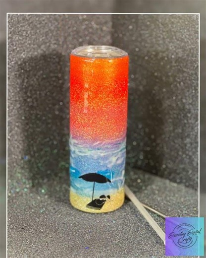 Beach Sunset Tumbler – “A Day at the Beach Restores the Soul”