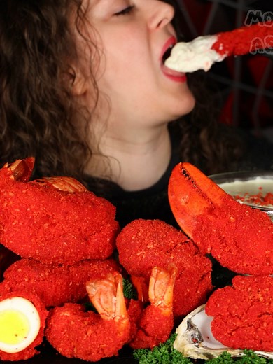 Delicious Hot Cheetos King Crab Seafood Boil Mukbang by Monica ASMR