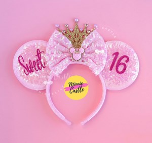 Birthday Mickey Ears, Sweet 16 Birthday Ears, Mickey Ears, Minnie Ears, Birthday Ears, 16th Birthday Mickey Ears, Mouse Ears Headband - Etsy