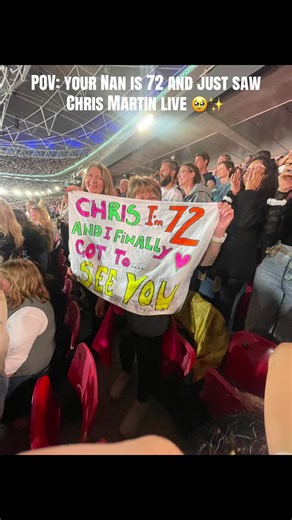 My nan is 72 and finally got to see Chris Martin live 🥹💙 Please help this reach him so he knows he made her whole year 🫶 and comments. #coldplay #chrismartincoldplay #chrismartin #musicofthespheresworldtourSpheresWorldTour