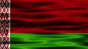 Flag of Belarus waving on a loopable 4K animation. Belarus flag video waving in wind. Realistic Republic of Belarus Flag background. Belarus Flag Looping Closeup. White Russia national Sign.