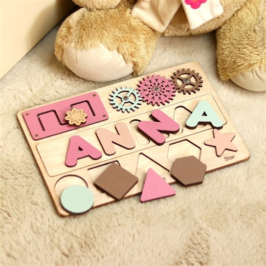 Custom Wooden Name Puzzle – Personalized Baby, Toddler Waldorf Toy Gift - Etsy