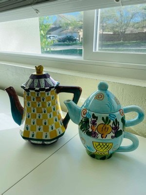 Hand-Painted Ceramic Teapot Set – Decorative Coffee Pot & Mini Teapot Cup Set | eBay
