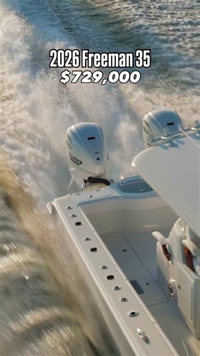 Boats Daily ™️ on Instagram: "NEW LISTING | 2026 Freeman 35 available from @Simon_marine_inc | Currently asking $729,000 The only 35’ Freeman currently on the market, this 2026 model is powered by twin white Yamaha 450 V8s with just 45 hours and equipped with joystick control for effortless handling. Fully loaded with (2) 22” Garmin MFDs, HD open-array radar, dual transducers, autopilot, FLIR night vision, ZipWake tabs, Starlink, and a massive JL Audio system, it’s dialed in for serious offshore