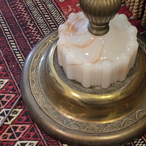 Antique 1920 Brass Trilight Floor Lamp With Fabric Shade, Traditional Statement Lighting - Etsy